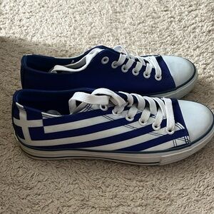 Greek Flag Tennis Shoes/ Size 9